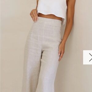 BRAND NEW High-Rise Wide-Leg Linen Blend Pants in Cream